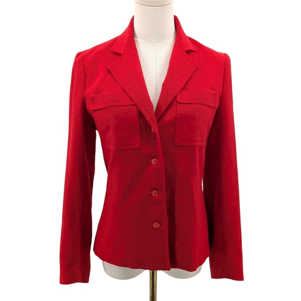 Vintage Marshall Field & Company Red Wool Blend Blazer Jacket Small